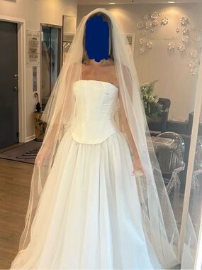 Chapel Raw Edge Tulle Veil with Blusher